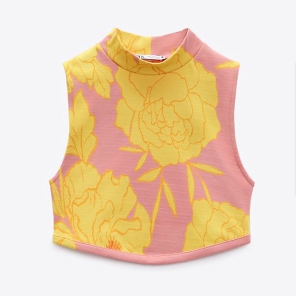 🧁 ZARA FLORAL JACQUARD TOP - Picture 3 of 4
